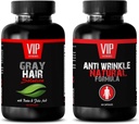 Anti-Aging Essential - grå hårlösning - Anti Wrinkle Formel - Saw Palmetto Natural - 2 flaskor (60 kapslar + 60 kapslar)