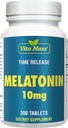 Melatonin 10 mg - TR Time Release - 300 tabletter - Maximal styrka