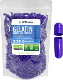 XPRS Nutra Size 0 Empty Capsules - 500 greve Empty Gelatin Capsules - Pills DIY Capsule Filling - Pure Bovine Pill Gel Caps for Do-It-Yourself Supplements (Purple)