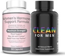 Re+Gen Nutrition Clean for Men Fiber Supplement & Women's Hormone Balance Support, Vitamin E, Dong Quai, Natural Supplements for Bloating, Constipation and Gut Health, Stool Softeners, hjälper till att rengöra B