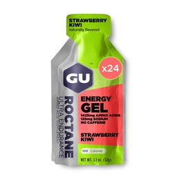 GU Energy Roctane Ultra Endurance Energy Gel, Vegan, Gluten-Free, Kosher och Dairy-Free On-The-Go Sports Nutrition for Running, Biking, Hiking or Skiing, Strawberry Kiwi (24 Packets)