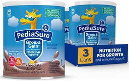 PediaSure Grow & Gain med Immune Support Shake Mix Powder, 23 Vitaminer & Mineraler, 6g Protein, Non-GMO, Gluten-Free, Chocolate, 14.1 oz Can, Pack med 3-24 portioner