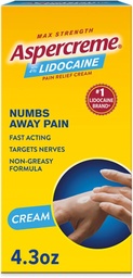 Aspercreme Lidocaine Pain Relief Cream Soothes Aggravated Nerves, Numbing Topical Analgesic med Max-Strength 4% Lidocaine & Moisturizing Aloe, 4.3 Oz.