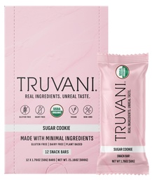 Truvani Plant Based Snack Bars | Sugar Cookie 12 Pack | 6g Protein | USDA Organic and Vegan | Den enda baren | Dairy, Soy och Gluten Free | Individuellt inslagna