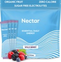 Nectar Energy Booster - Organic Caffeine, B12 & Electrolytes - Sugar Free & Zero Calorie – Healthy Coffee, Energy Drink & Soda Alternative – Hydration & Energy Supplement (Berry 18 Powder Packets)