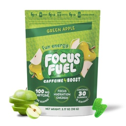 FocusFuel Energy Chews – Green Apple Flavor (15 portioner) – 100mg Caffeine + B12, Magnesium, Alpha GPC – Boost Focus & Energy – No Crash eller Jitters