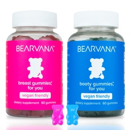 BEARVANA Top & Peach Support Combo Pack Gummies för kvinnor | 9 Herbal Extracts inklusive Fenugreek, Maca & Fennel | Vitaminer | Berry Flavor | 2-Pack (120 Gummies)