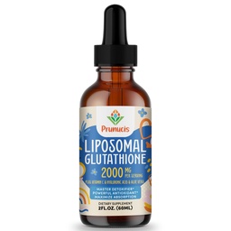 Prunucis 2000MG Liposomal Glutathione Liquid, 98% Absorption, Active Form L-Glutathione Supplement, Vegan Friendly, Powerful Antioxidant Complex för Immune System, Aging Defense, Detox, 2 FL.OZ