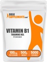 BulkSupplements Thiamine HCl Powder - Thiamine Hydrochloride, B1 Vitaminer, Thiamine B1 Supplement, Thiamine 100mg - Gluten Free, 100mg per Servering, 500g (1.1 lbs) (Pack av 1)