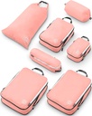 Stora Compression Packing Cubes för Travel-Packing Cube Luggage Organizers 7 Piece Set för Checked Luggage-Ultralight, Expandable / Compression Bags av TRIPPED Travel Gear (Dusty Rose)