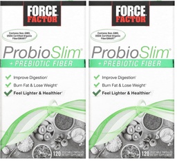 Force Factor ProbioSlim + Prebiotic Fiber Weight Loss Supplement for Women and Men, Probiotic and Prebiotic Digestive Health Support med Green Tea Extract och Psyllium Husk Fiber, 120 kapslar
