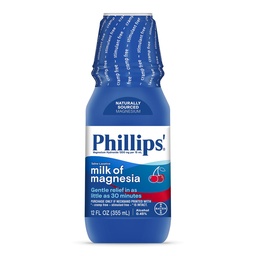 Phillips' Mjölk av Magnesia Liquid Laxative, Wild Cherry Flavor, 12 oz, Stimulant & Cramp Free Relief of Occasional Constipation, # 1 Mjölk av Magnesia Brand