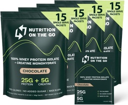Näring på Go Whey Protein Isolate Packets med Kreatin - 25g Protein + 5g Kreatin - Single-Serve Travel Protein Powder - Choklad (60-pack)