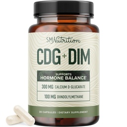 Kalcium D-Glukarat med DIM Supplement för östrogen Detox & Hormone Balance för kvinnor och män | Detox & Cleanse, Hormonal Acne, Menopause & CDG för Liver Support | Non-GMO, Tredjepartstestade | 30ct
