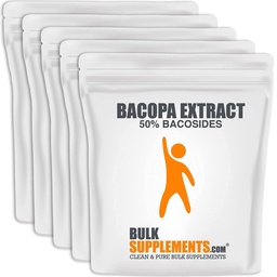 BulkSupplements.com Bacopa Extract Powder - Bacopa Monnieri Supplement, Bacopa Powder - Bacopa Supplements, Vegan & Gluten Free, 500mg per servering, 5kg (11 lbs) (Pack of 5)