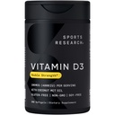 Sports Research® Vitamin D3 4000 IE med Coconut MCT Oil - Double Strength Vitamin D Supplement - Gluten Free · Non-GMO · Soy Free - 360 Count Softgels