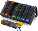 Weekly Pill Organizer 2 gånger om dagen, KOVIUU Large Travel Pill Box 7 Day, Am Pm Twice Daily Pill Case med Rotatable Handle, Pill Holder Container för vitamin, medicin, tillägg, Translucent-Black
