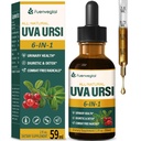 Uva Ursi Bearberry Natural Diuretic Drops, Urinary Health & Kidney Cleanse Detox Herbal Supplement Support UTI & Water Away, Extract W/Dandelion Root Cranberry, alkoholfri tinktur.2oz