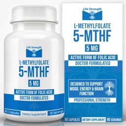 L-Methylfolate 5 MG, Optimized & Highly Bioactive Methyl Folate, 5-MTHF Supplement for Mood and Immune Support, Natural Diet Supplement for Energy, Non-GMO & Gluten-Free, 90 kapslar