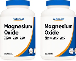 Nutricost Magnesium Oxide 750mg, 240 kapslar (2 flaskor)