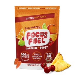 FocusFuel Energy Chews - Fruit Punch Flavor (15 portioner) - 100mg Koffein + L-Theanin + B12, Magnesium - Boost Focus & Energy - No Crash eller Jitters