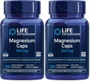 Life Extension Magnesium Caps, 500 mg, Magnesium Oxide, Citrate, Succinate, Heart Health, Healthy Bones, Metabolism Support, 100 Vegetariska kapslar (Pack of 2)