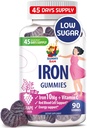 SUNNY SAM Iron Gummies for Kids & Adults - Järnvitaminer med vitamin C, 10 mg per portion - Chewable Fruit Gummy för Immune Support Red Blood Cell Production