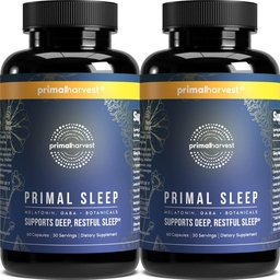 Primal Harvest 2 Pack, Primal Sleep, 120 kapslar med Valerian Root, L-Tryptophan, GABA, Chamomile och Melatonin 3mg