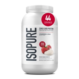 Isopure Zero Carb 100% Pure Whey Isolate Protein Powder, Lactose Free, Gluten Free, Med Vitaminer, Jordgubbar & Kräm, 25g Protein Per Servering, 3 Lbs, 44 portioner (Packaging May Vary)