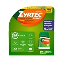 Zyrtec 24 Hour Allergy Relief Tablets, Indoor & Outdoor Allergy Medicine with 10 mg Cetirizine HCl per Antihistamine Tablet, Relief of Allergies, 60 count.