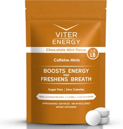 Viter Energy 40mg Koffein Mints - Sugar Free, B Vitaminer, Vegan, ökar snabbt Energized Alert Focus, koffeinerade Nootropic Supplement Pills (Chocolate Mint Flavor, 8oz, Bulk Bag)