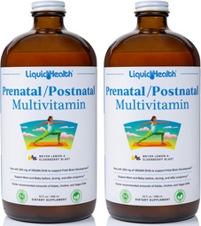 LIQUIDHEALTH Prenatal/Postnatal Multiple Liquid Women’s Multivitamin with Real Folate – Pre & Postnatal Vitamins for Before, After Pregnancy – Made in USA, Vegan, Sugar-Free, Non-GMO (2 Pack)
