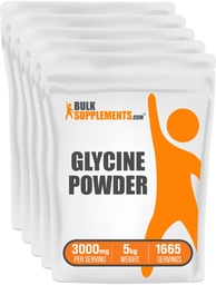 BulkSupplements.com Glycine Powder - Glycine Supplements, Amino Acid Supplement - Unflavored & Gluten Free, 3g per Servering, 1kg (Pack of 5) (11 lbs)