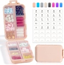 14 GRIDS Travel Pill Organizer Box med etiketter - Travel Medicine Case Kit - Pocket Daily Pharmacy Container - Travel Medication Holder Dispenser för Fish Oil Vitamin Supplement Storage - Rosa