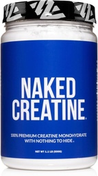 NAKED Pure Micronized Creatine Monohydrate Powder - Unflavored, 500g, 1.1lb Bulk - Vegan, Non-GMO, Gluten-Free, Soy-Free, No Fillers, stöder muskeltillväxt och styrka - 100 portioner