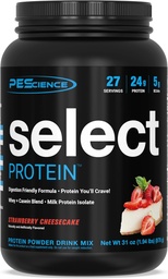 PEScience Välj Proteinpulver, Whey och Casein Blend, ren proteinpulver för kvinnor och män, låg kalori, låg Carb, Keto Friendly, Gluten Free, Strawberry Cheesecake, 27 portioner