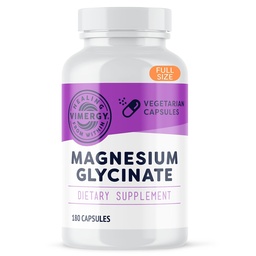Vimergy Magnesium Glycinate - Stress Support - Chelated to Avoid Tummy Upset * - Främjar hjärthälsa och energi * - Kosher, Vegan Gluten-Free - 180 Caps