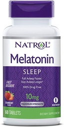 Natrol Melatonin Sleep Maximum Strength snabbt löser jordgubbsmak 10 mg 60 tabletter (Pack av 2)
