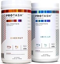 Paket av 2 | Vegan Protein Powder av TASHIE, 20g Pea Protein för män och kvinnor, Icke GMO, Zero Sugar, Innehåller Probiotic & HMB (Vanilla & Coconut)