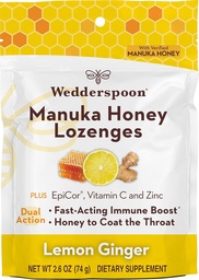 Wedderspoon Manuka Honey Immunity Lozenges, Lemon Ginger, 2.6 Oz (Pack of 1), Genuine New Zealand Honey, öka immuniteten inom två timmar