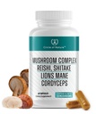 Brain Booster Mushroom Complex Supplement, Natural Mood Uplifter med 10 Funktion Mushrooms, Lions Mane, Reishi, Cordyceps och 7 Mer i kapslar 1330mg Made i USA, 60 kapslar