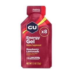 GU Energy Original Sports Nutrition Energy Gel, 8-Count, Vegan, Gluten-Free, Kosher och Dairy-Free On-The-Go Energy för alla träningspass, Raspberry Lemonade