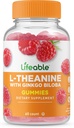 Livlig L Theanine med Ginkgo Biloba - Great Tasting Natural Flavor Gummy Supplement Vitamins - Non-GMO Gluten Free Vegan Chewable - för att hjälpa dig att fokusera och koppla av - för vuxna män kvinnor - 60 Gummies