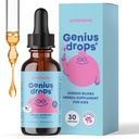 JoySpring Genius Drops för barn | Kliniskt beprövad Focus Supplement | Liquid Herbal Focus Supplement med Ginkgo Biloba för barn (1 fl oz) 30 portioner