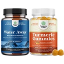 Bundle of Water Away Fluid Retention med Dandelion Leaf Extract & Green Tea för Bloating Relief och gummies för vuxna Peach smak - gurkmeja Curcumin med Black Pepper Extract och Ginger
