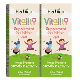 HERBION Naturals Vitality Supplement för barn, främjar tillväxt och aptit, lindrar trötthet, förbättrar mental och fysisk prestation, för barn 1 år och ovan, 5 Fl Oz (Pack of 2)