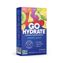 GoHydrate Instant Hydration Powder Packets - Low Sodium Electrolytes Drink Mix - Natural Hydration Support, Sugar Free Electrolyte Flavored Powder Drink med vitamin D, 10 Packs, Mixed