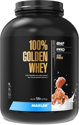 Maxler 100% Golden Whey Protein - 24g Protein per servering - Premium Whey Protein Powder för Pre Post Workout - Snabb Absorberande Whey Concentrate, Isolate & Hydrolysat Blend - Salted Caramel 5 lb