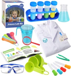 UNGLINGA Kids Science Experiment Kit med Lab Coat Scientist Costume Dress Up och Role Play Toys Gift for Boys Girls Kids Christmas Birthday Party