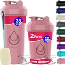 2 PACK, 28 oz & 20 oz Shaker Bottles med kraftfulla Wire Whisks för proteinblandningar | Leakproof Blender Shaker Bottle Pack | BPA-Free & Dishwasher Safe | Shaker Bottle | Shaker Cups för shakes